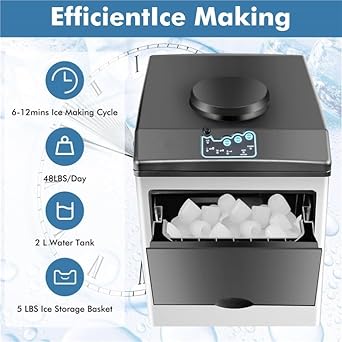 Ice maker store-ARLIME 2-in-1 Ice Maker Countertop with 5 Pounds Storage Basket- Portable Ice Machine with 2 Ways to Add Water 3 Ice maker store-ARLIME 2-in-1 Ice Maker Countertop with 5 Pounds Storage Basket- Portable Ice Machine with 2 Ways to Add Water - Image 3