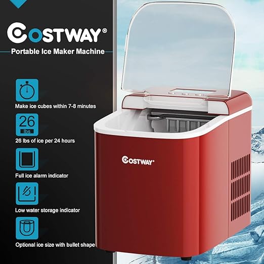 Ice maker store-COSTWAY Countertop Ice Maker- 26LBS/24H with Self-Clean Function 3 Ice maker store-COSTWAY Countertop Ice Maker- 26LBS/24H with Self-Clean Function - Image 3