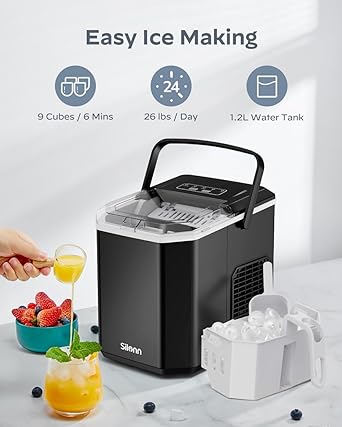 Ice maker store-Silonn Ice Maker Countertop Machine with Handle- 26lbs in 24h 2 Ice maker store-Silonn Ice Maker Countertop Machine with Handle- 26lbs in 24h - Image 2