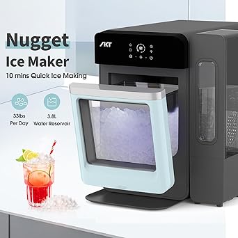 Ice maker store-IKT Nugget Ice Maker Countertop with Side Water Tank Self-Cleaning LED Light Ice Scoop 33 lbs Daily Capacity Green 2 Ice maker store-IKT Nugget Ice Maker Countertop with Side Water Tank Self-Cleaning LED Light Ice Scoop 33 lbs Daily Capacity Green - Image 2