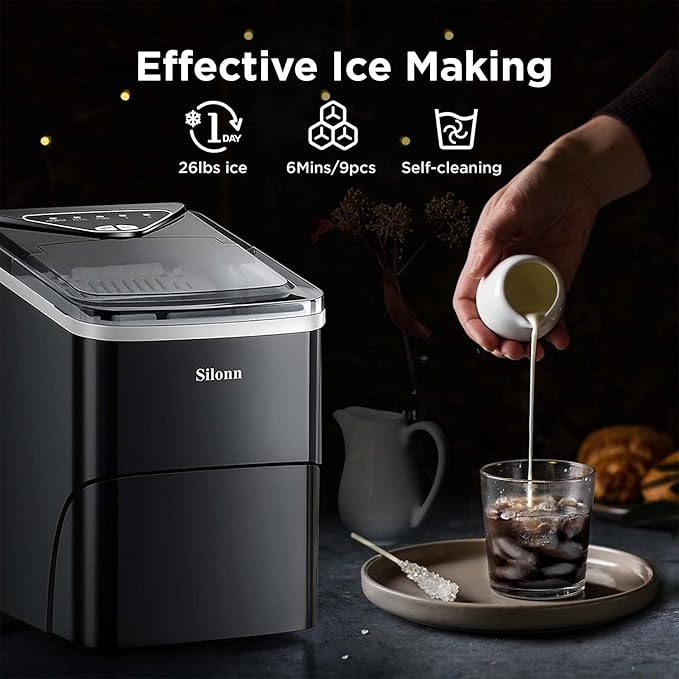 Ice maker store-Silonn Countertop Ice Maker – Efficient Self-Cleaning Ice Machine with 2L Capacity- 26lbs in 24Hrs 2 Ice maker store-Silonn Countertop Ice Maker - Efficient Self-Cleaning Ice Machine with 2L Capacity- 26lbs in 24Hrs - Image 2