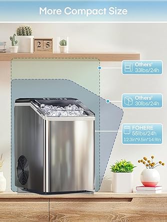 Ice maker store-Nugget Ice Maker Countertop- 55lbs/24H Tooth-Friendly Soft Chewable Pebble Ice Machine 3 Ice maker store-Nugget Ice Maker Countertop- 55lbs/24H Tooth-Friendly Soft Chewable Pebble Ice Machine - Image 3