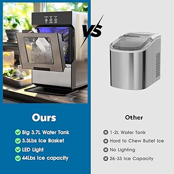 Ice maker store-Nugget Countertop Ice Maker- 44Lbs/Day Pebble Ice Machine with Soft Chewable Ice 3 Ice maker store-Nugget Countertop Ice Maker- 44Lbs/Day Pebble Ice Machine with Soft Chewable Ice - Image 3