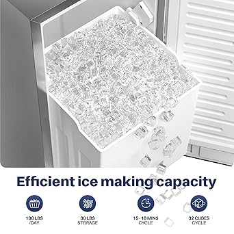 Ice maker store-Coolake 15 Inch Wide Under Counter Ice Maker- 80lbs/Day Built-in Freestanding Ice Machine with 25lbs Storage Bin 3 Ice maker store-Coolake 15 Inch Wide Under Counter Ice Maker- 80lbs/Day Built-in Freestanding Ice Machine with 25lbs Storage Bin - Image 3