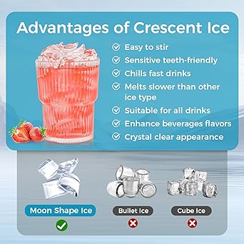 Ice maker store-Commercial Ice Maker Machine-100lbs/24H Moon-Shaped Ice Machine with 28 Lbs Storage Capacity 3 Ice maker store-Commercial Ice Maker Machine-100lbs/24H Moon-Shaped Ice Machine with 28 Lbs Storage Capacity - Image 3