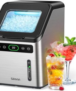 Ice maker store-Silonn Nugget Ice Makers Countertop – 44lbs per Day Ice Machine with Self-Cleaning- Timer Pebble Ice Maker with Soft Chewable Ice