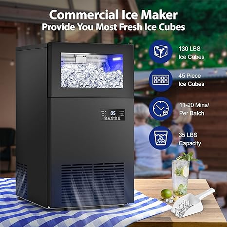 Ice maker store-Commercail Ice Maker 130Lbs/24H with 35Lbs Ice Capacity-Upgraded 15″ Wide Under Counter Ice Machine 45Pcs Ice Cubes 3 Ice maker store-Commercail Ice Maker 130Lbs/24H with 35Lbs Ice Capacity-Upgraded 15" Wide Under Counter Ice Machine 45Pcs Ice Cubes - Image 3