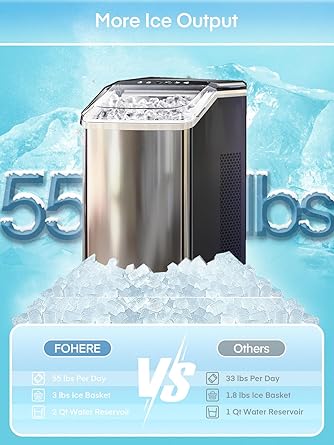 Ice maker store-Nugget Ice Maker Countertop- 55lbs/24H Tooth-Friendly Soft Chewable Pebble Ice Machine 2 Ice maker store-Nugget Ice Maker Countertop- 55lbs/24H Tooth-Friendly Soft Chewable Pebble Ice Machine - Image 2