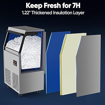 Ice maker store-Commercial Ice Maker Machine- 100LBS/24H Stainless Steel Under Counter Ice Maker with 34LBS Ice Bin 3 Ice maker store-Commercial Ice Maker Machine- 100LBS/24H Stainless Steel Under Counter Ice Maker with 34LBS Ice Bin - Image 3