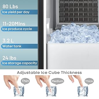 Ice maker store-COSTWAY Commercial Ice Maker Machine- 80 lbs/24H Ice Cube Maker Machine with 24 lbs Storage Capacity 3 Ice maker store-COSTWAY Commercial Ice Maker Machine- 80 lbs/24H Ice Cube Maker Machine with 24 lbs Storage Capacity - Image 3