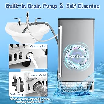 Ice maker store-COSTWAY Commercial Ice Maker- 80LBS/24H Freestanding and Under Counter 115V Industrial Ice Machine with Self-Cleaning Function 2 Ice maker store-COSTWAY Commercial Ice Maker- 80LBS/24H Freestanding and Under Counter 115V Industrial Ice Machine with Self-Cleaning Function - Image 2