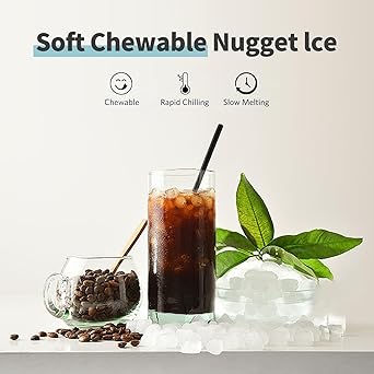 Ice maker store-IKT Nugget Ice Maker Countertop with Side Water Tank Self-Cleaning LED Light Ice Scoop 33 lbs Daily Capacity Green 3 Ice maker store-IKT Nugget Ice Maker Countertop with Side Water Tank Self-Cleaning LED Light Ice Scoop 33 lbs Daily Capacity Green - Image 3