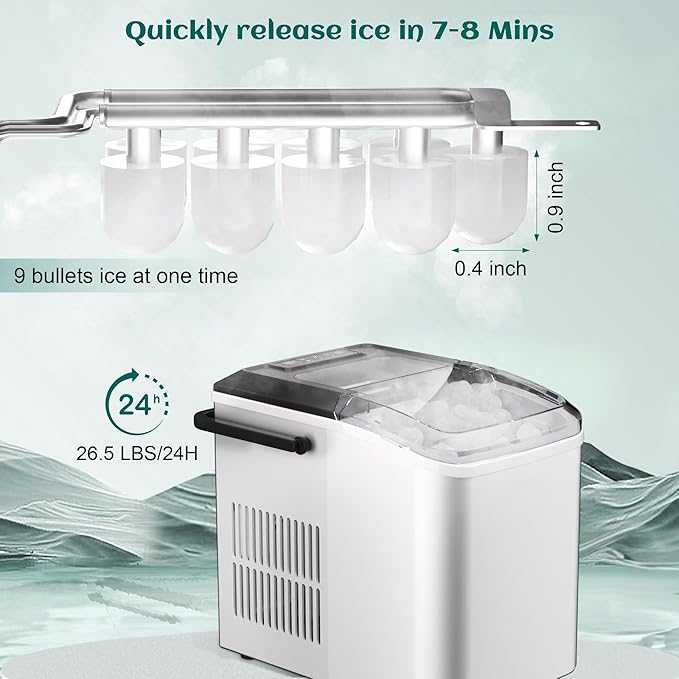 Ice maker store-Bullet Ice Maker- 26.5 lb/24H Counter Top Ice Maker with Self-Cleaning Function 2 Ice maker store-Bullet Ice Maker- 26.5 lb/24H Counter Top Ice Maker with Self-Cleaning Function - Image 2