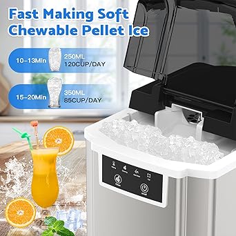 Ice maker store-Countertop Ice Makers Machine with Basket and Scoop- 38Lbs/24h Soft Chewable Pellet Ice 2 Ice maker store-Countertop Ice Makers Machine with Basket and Scoop- 38Lbs/24h Soft Chewable Pellet Ice - Image 2