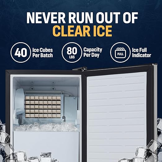 Ice maker store-Newair 15″ Undercounter Clear Ice Maker 80 lbs. Daily Ice | Self-Cleaning Function- Clear Ice Cube Machine | Built-in or Freestanding in Stainless Steel 2 Ice maker store-Newair 15" Undercounter Clear Ice Maker 80 lbs. Daily Ice | Self-Cleaning Function- Clear Ice Cube Machine | Built-in or Freestanding in Stainless Steel - Image 2