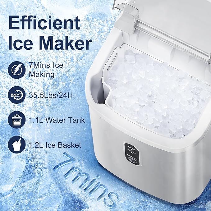 Ice maker store-ZAFRO Portable Ice Maker Countertop with Handle- Nugget Ice Machine with Self-Cleaning 2 Ice maker store-ZAFRO Portable Ice Maker Countertop with Handle- Nugget Ice Machine with Self-Cleaning - Image 2