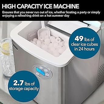 Ice maker store-Whynter IMC-491DC Portable 49lb Capacity Stainless Steel with Water Connection Ice Makers- One Size 2 Ice maker store-Whynter IMC-491DC Portable 49lb Capacity Stainless Steel with Water Connection Ice Makers- One Size - Image 2