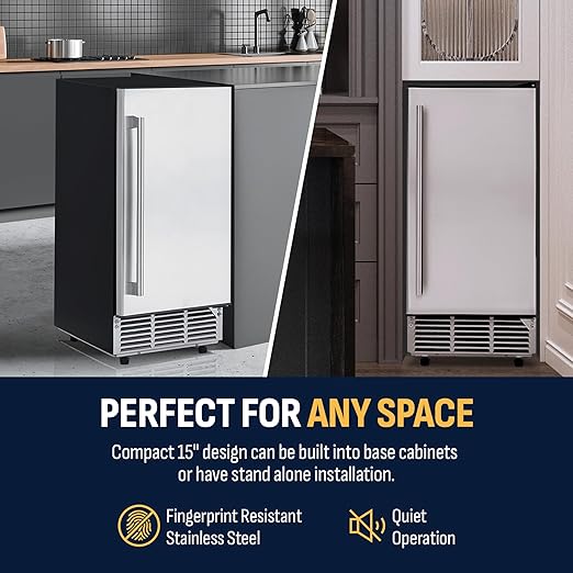 Ice maker store-Newair 15″ Undercounter Clear Ice Maker 80 lbs. Daily Ice | Self-Cleaning Function- Clear Ice Cube Machine | Built-in or Freestanding in Stainless Steel 3 Ice maker store-Newair 15" Undercounter Clear Ice Maker 80 lbs. Daily Ice | Self-Cleaning Function- Clear Ice Cube Machine | Built-in or Freestanding in Stainless Steel - Image 3