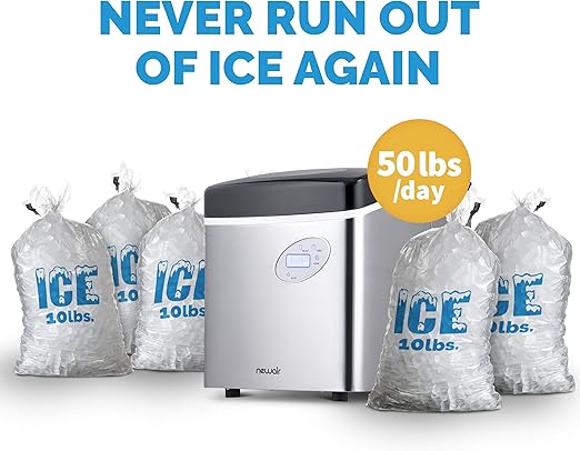 Ice maker store-Newair Portable Ice Maker 50 lb. Daily- 12 Cubes in Under 7 Minutes – Compact Countertop Design – 3 Size Bullet Shaped Ice – for Kitchen/Office/RV/Bar – Stainless Steel 2 Ice maker store-Newair Portable Ice Maker 50 lb. Daily- 12 Cubes in Under 7 Minutes - Compact Countertop Design - 3 Size Bullet Shaped Ice - for Kitchen/Office/RV/Bar - Stainless Steel - Image 2