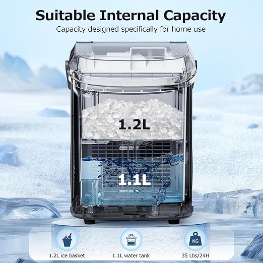 Ice maker store-ZAFRO Nugget Ice Maker Countertop with Handle- Stainless Steel ice Machine with Self-Cleaning 3 Ice maker store-ZAFRO Nugget Ice Maker Countertop with Handle- Stainless Steel ice Machine with Self-Cleaning - Image 3