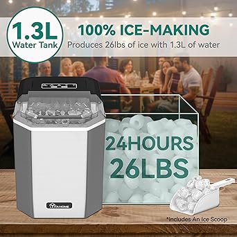 Ice maker store-YITAHOME Countertop Ice Maker 9 Cubes/6MIN- 26LBS/24H Upgraded Stainless Steel Portable Ice Machine with Carry Handle & Ice Scoop & Basket 2 Ice maker store-YITAHOME Countertop Ice Maker 9 Cubes/6MIN- 26LBS/24H Upgraded Stainless Steel Portable Ice Machine with Carry Handle & Ice Scoop & Basket - Image 2