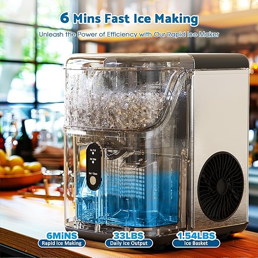 Ice maker store-Nugget Countertop Ice Maker- 33Lbs/24H Pebble Ice Machine with Soft Chewable Ice 3 Ice maker store-Nugget Countertop Ice Maker- 33Lbs/24H Pebble Ice Machine with Soft Chewable Ice - Image 3